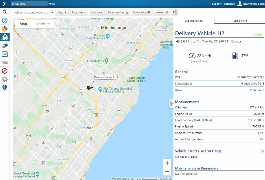 Figure #1 - The "Vehicle Info" Map Add-In.