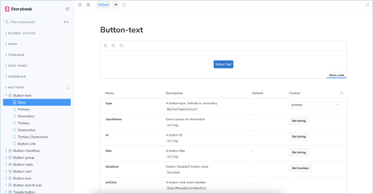 Storybook Screenshot